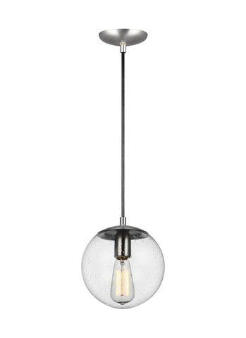 Leo - Hanging Globe One Light LED Pendant - Satin Aluminum Ceiling Sea Gull Lighting 