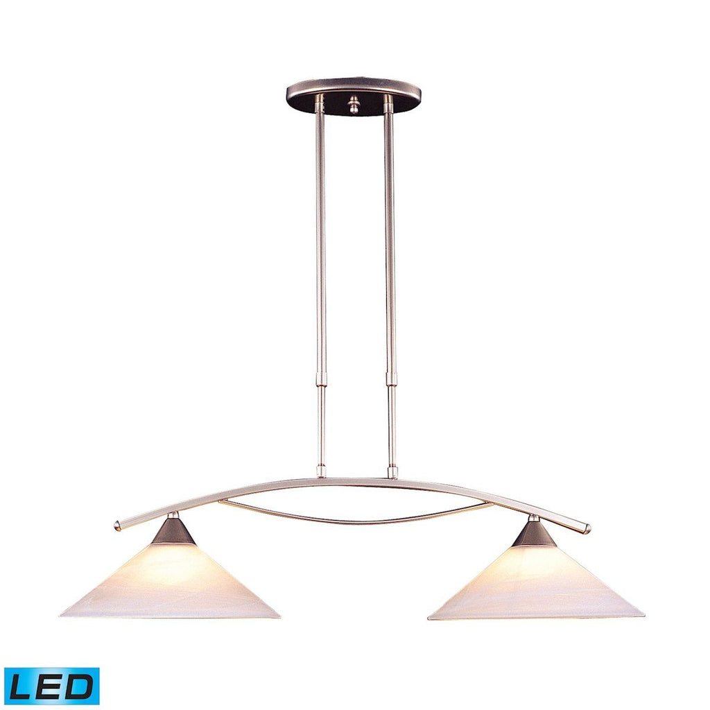 Elysburg 2 Light LED Island In Satin Nickel And White Glass Ceiling Elk Lighting 