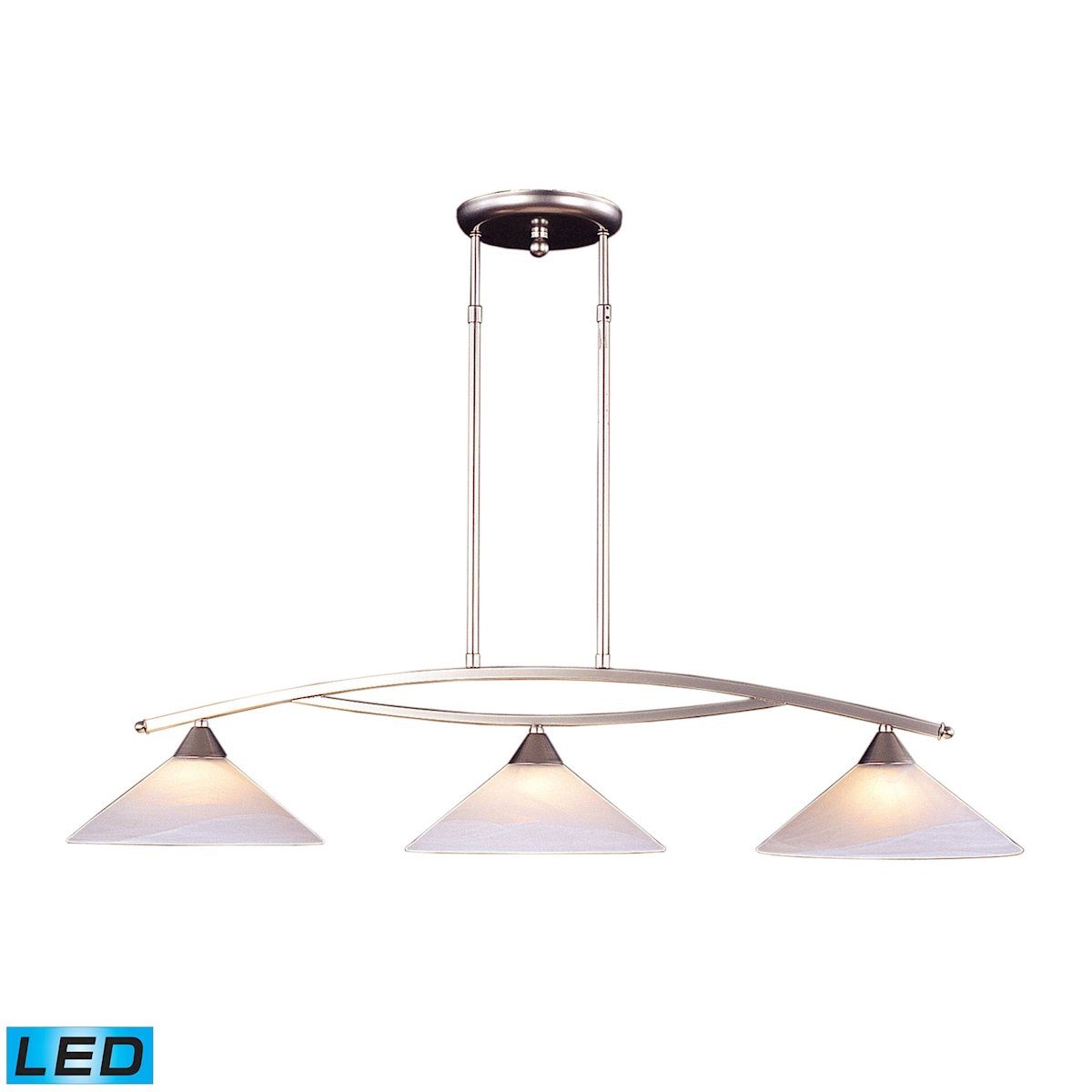 Elysburg 3 Light LED Island In Satin Nickel And White Glass Ceiling Elk Lighting 