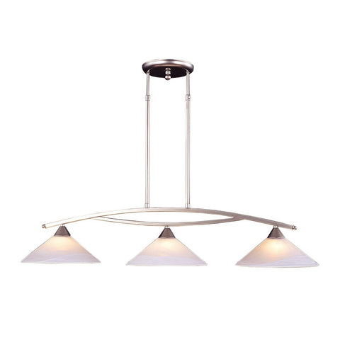 Elysburg 3 Light Island In Satin Nickel And White Glass Ceiling Elk Lighting 