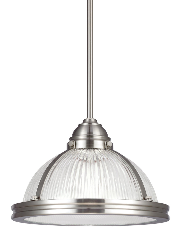 Pratt Street Prismatic One Light Pendant - Brushed Nickel Ceiling Sea Gull Lighting 