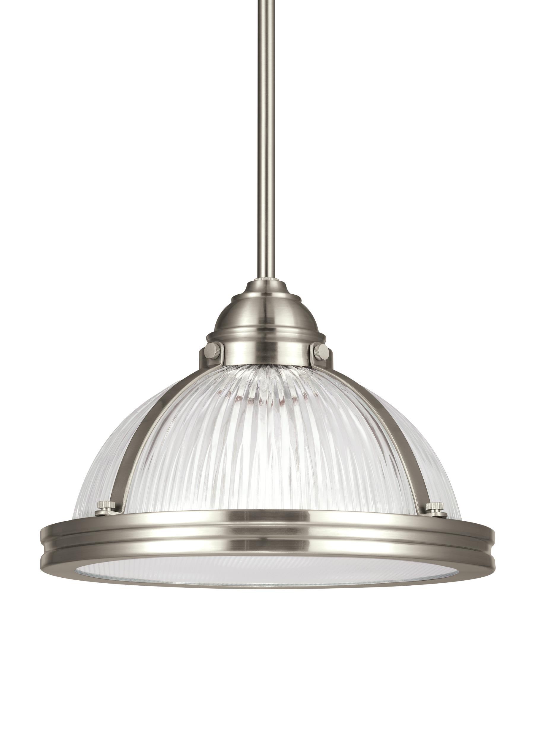 Pratt Street Prismatic One Light LED Pendant - Brushed Nickel Ceiling Sea Gull Lighting 