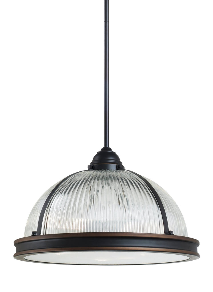 Pratt Street Prismatic Three Light Pendant - Autumn Bronze Ceiling Sea Gull Lighting 