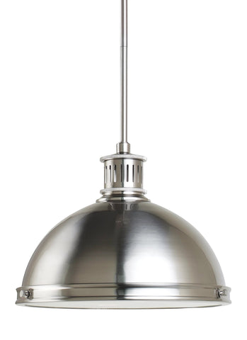 Pratt Street Metal Two Light Pendant - Brushed Nickel Ceiling Sea Gull Lighting 