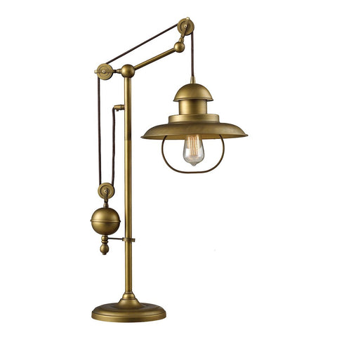 Farmhouse 1 Light Adjustable Table Lamp In Antique Brass Lamps Elk Lighting 