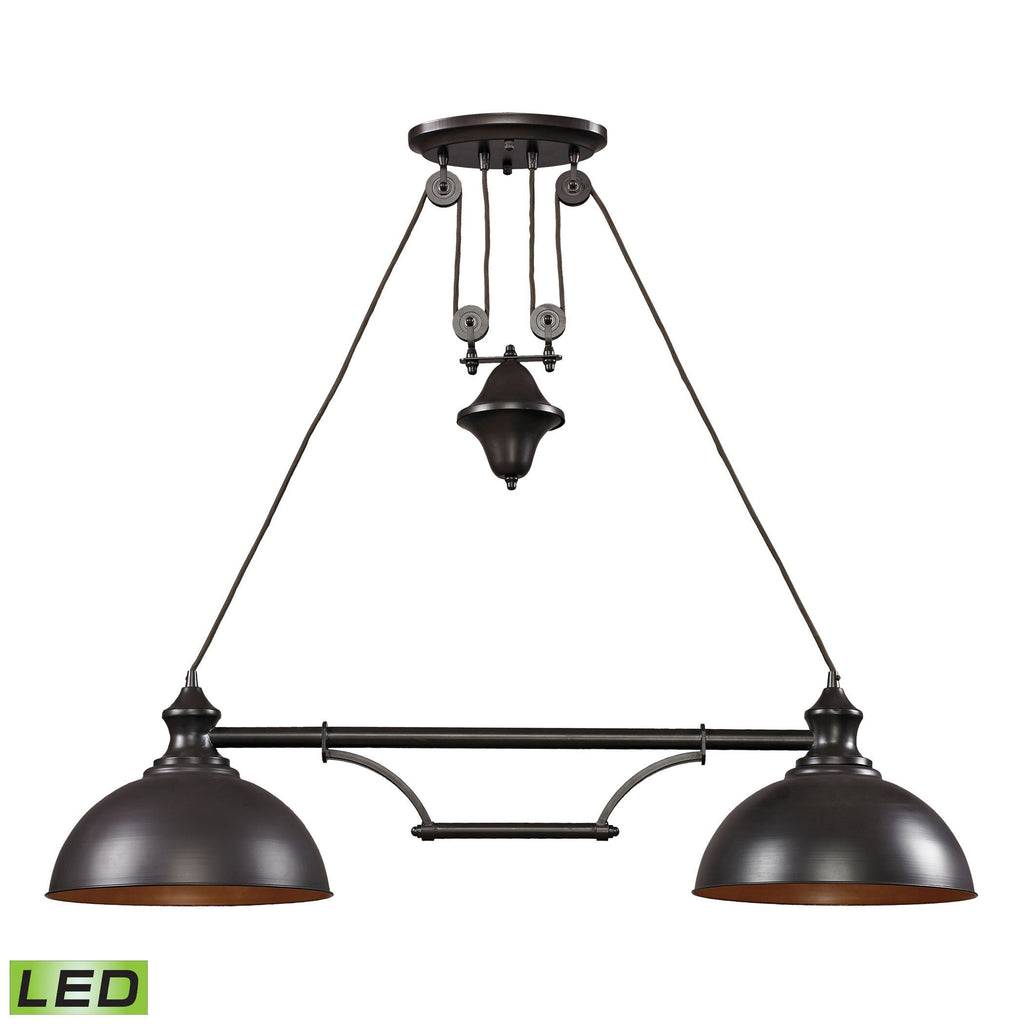 Farmhouse 2 Light Island in Oiled Bronze - LED, 800 Lumens (1600 Lumens Total) with Full Scale Dimmi Ceiling Elk Lighting 