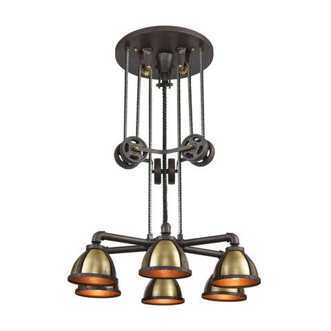 Torque 6 Chandelier Vintage Rust/Vintage Brass Ceiling Elk Lighting 