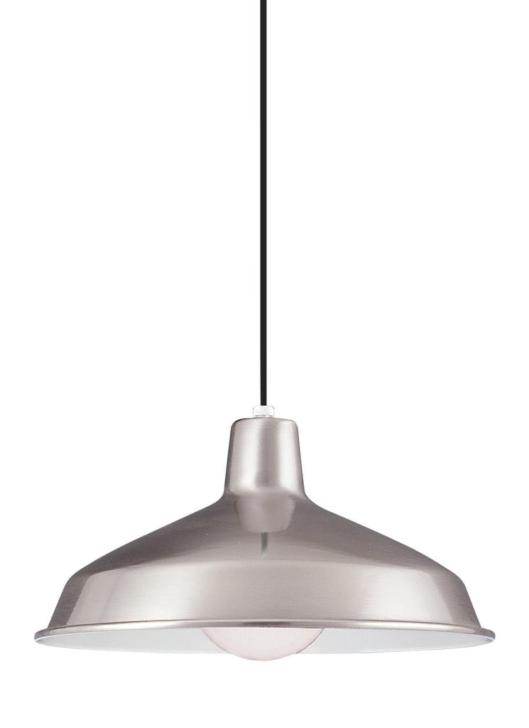 One Light LED Pendant - Brushed Stainless Ceiling Sea Gull Lighting 