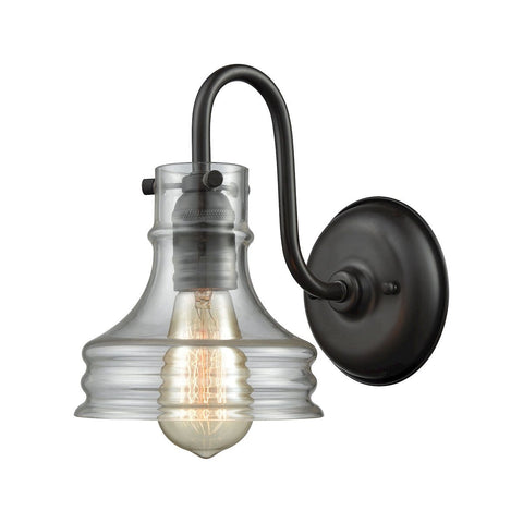 Binghamton 1 Light Wall Sconce In Oil Rubbed Bronze With Clear Glass Wall Sconce Elk Lighting 