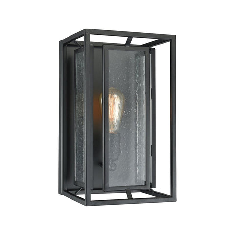 Eastgate 1 Light Wall Sconce In Textured Black With Seedy Glass Wall Sconce Elk Lighting 