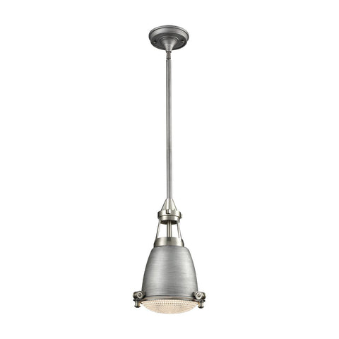Sylvester Pendant In Weathered Zinc And Satin Nickel With Halophane Glass Diffuser Ceiling Elk Lighting 