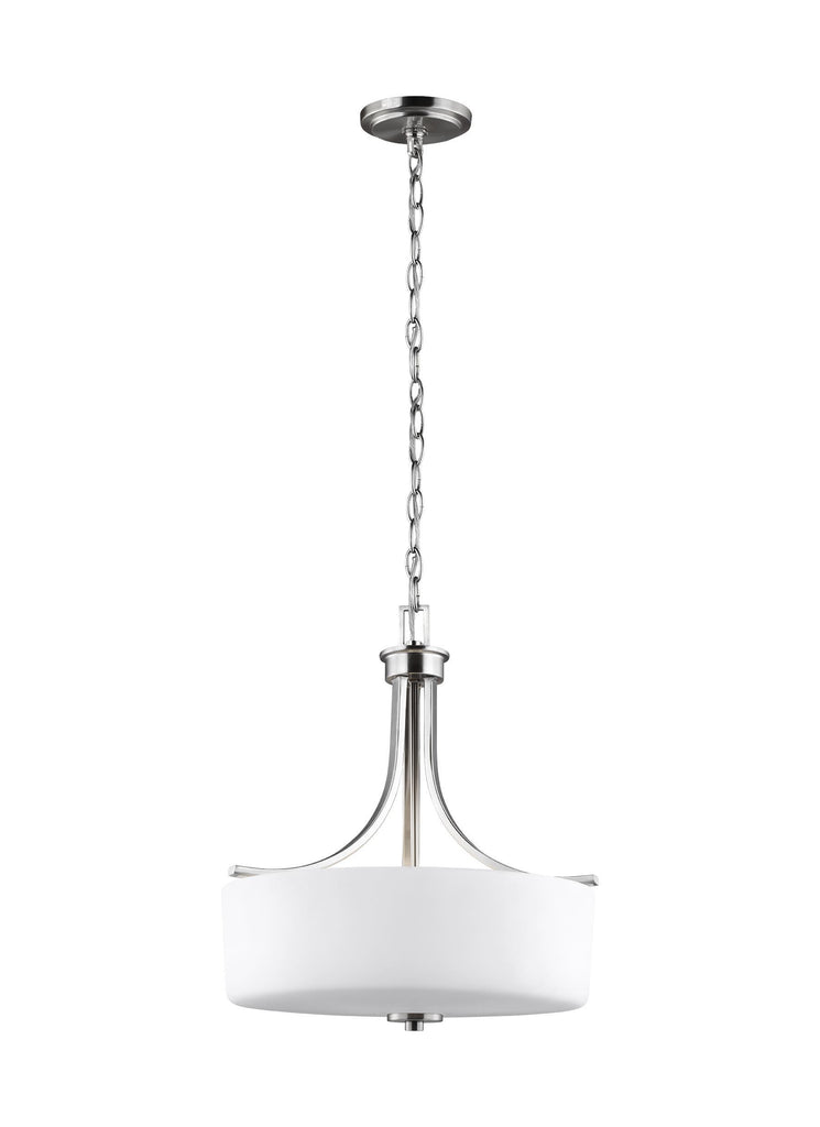 Canfield Three Light LED Pendant - Brushed Nickel Ceiling Sea Gull Lighting 