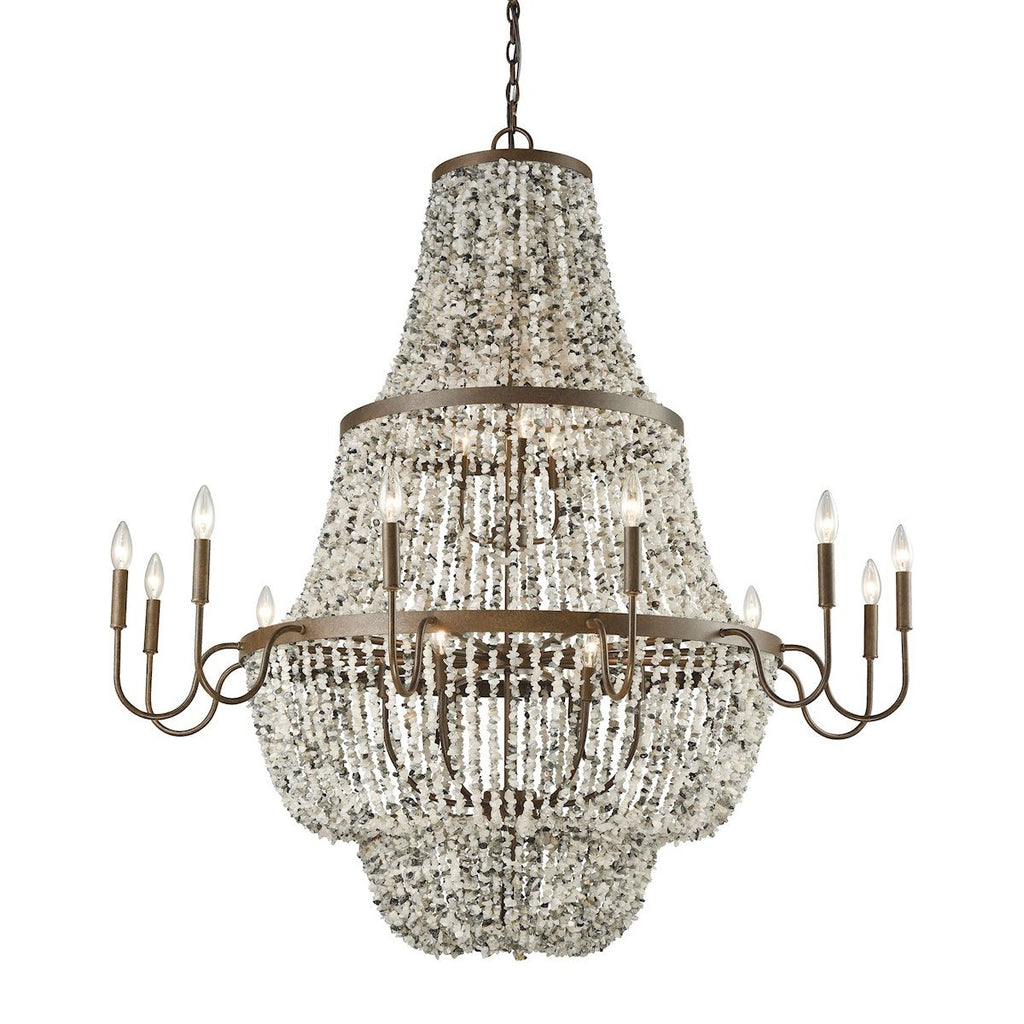 Agate Stones 21 Light Chandelier In Weathered Bronze With Gray Agate Stones Chandelier Elk Lighting 