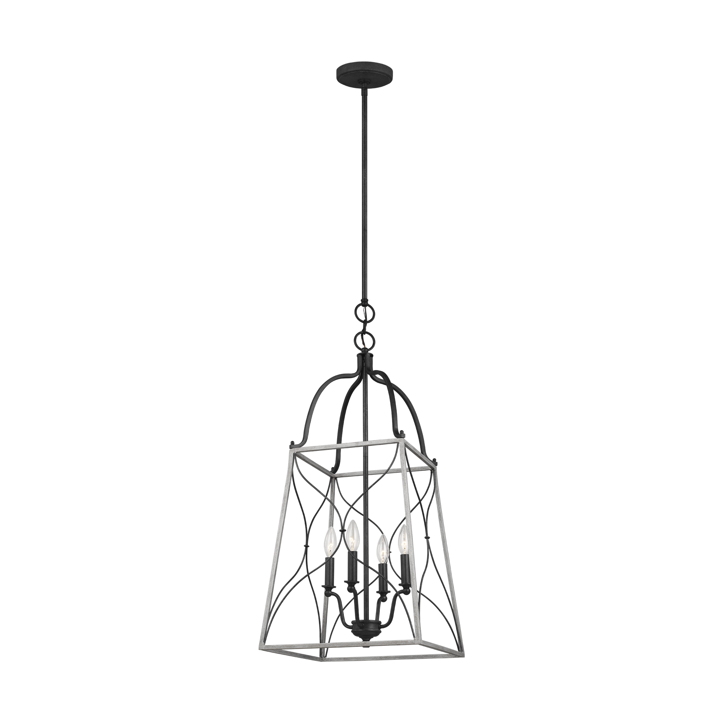 Carra Medium Four Light LED Hall / Foyer - White Wash / Weathered Zinc Ceiling Sea Gull Lighting 