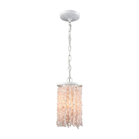Agate Stones 1 Light Pendant in Off White with White and Pink Agate Stones - Includes Recessed Light Ceiling Elk Lighting 