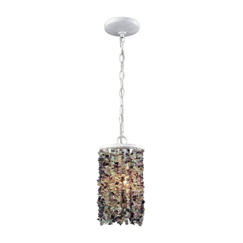 Agate Stones 1 Light Pendant in Off White with Purple Agate Stones Ceiling Elk Lighting 