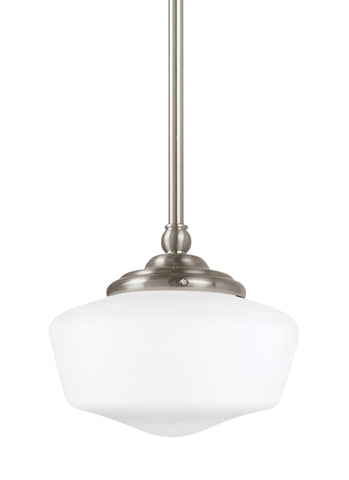 Academy Small One Light LED Pendant - Brushed Nickel Ceiling Sea Gull Lighting 