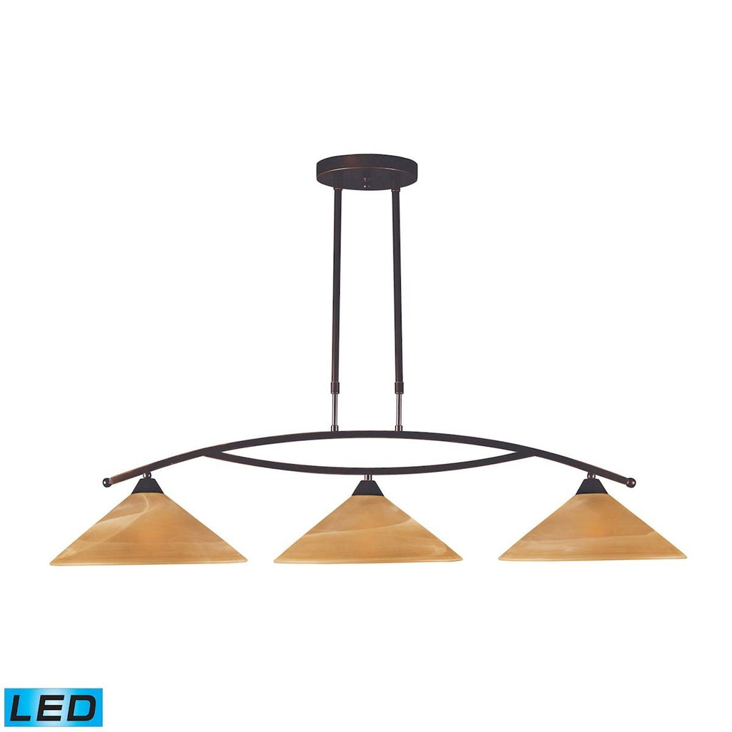 Elysburg 3 Light LED Island In Aged Bronze And Tea Stained Glass Ceiling Elk Lighting 