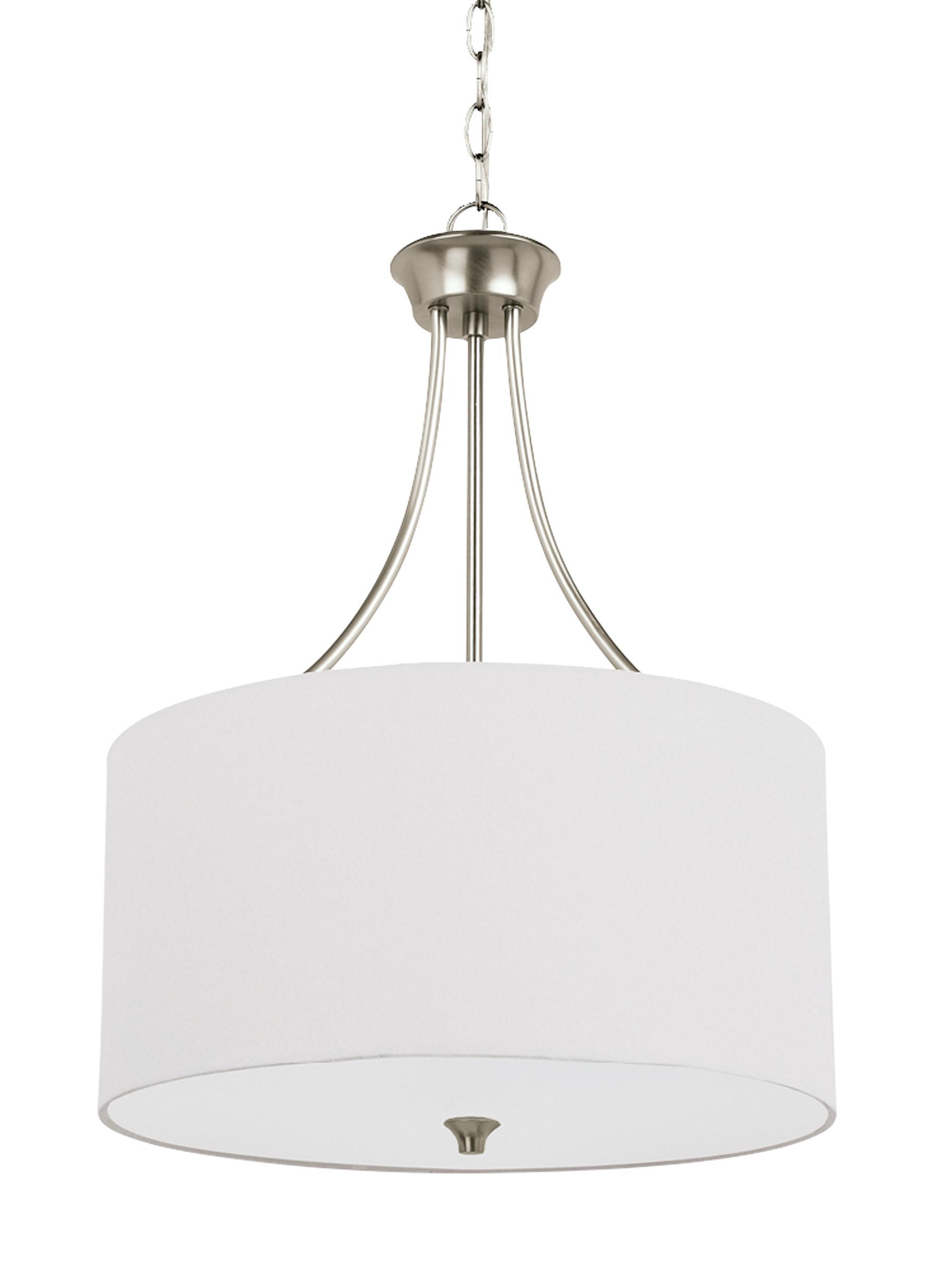 Stirling Three Light LED Pendant - Brushed Nickel Ceiling Sea Gull Lighting 