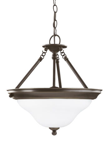 Sussex Three Light Semi-Flush Convertible LED Pendant - Heirloom Bronze Ceiling Sea Gull Lighting 