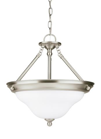 Sussex Three Light Semi-Flush Convertible LED Pendant - Brushed Nickel Ceiling Sea Gull Lighting 