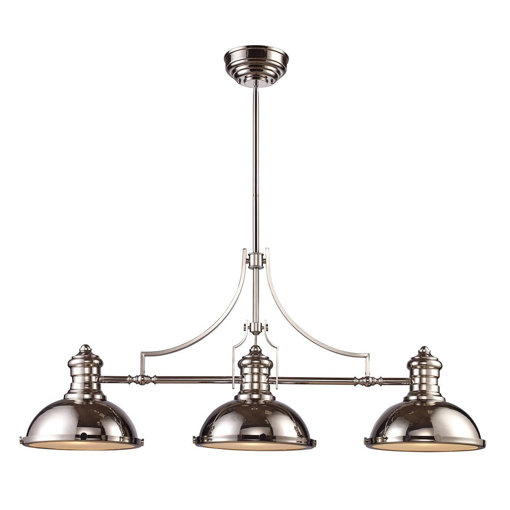 Chadwick 3 Light Billiard In Polished Nickel Ceiling Elk Lighting 