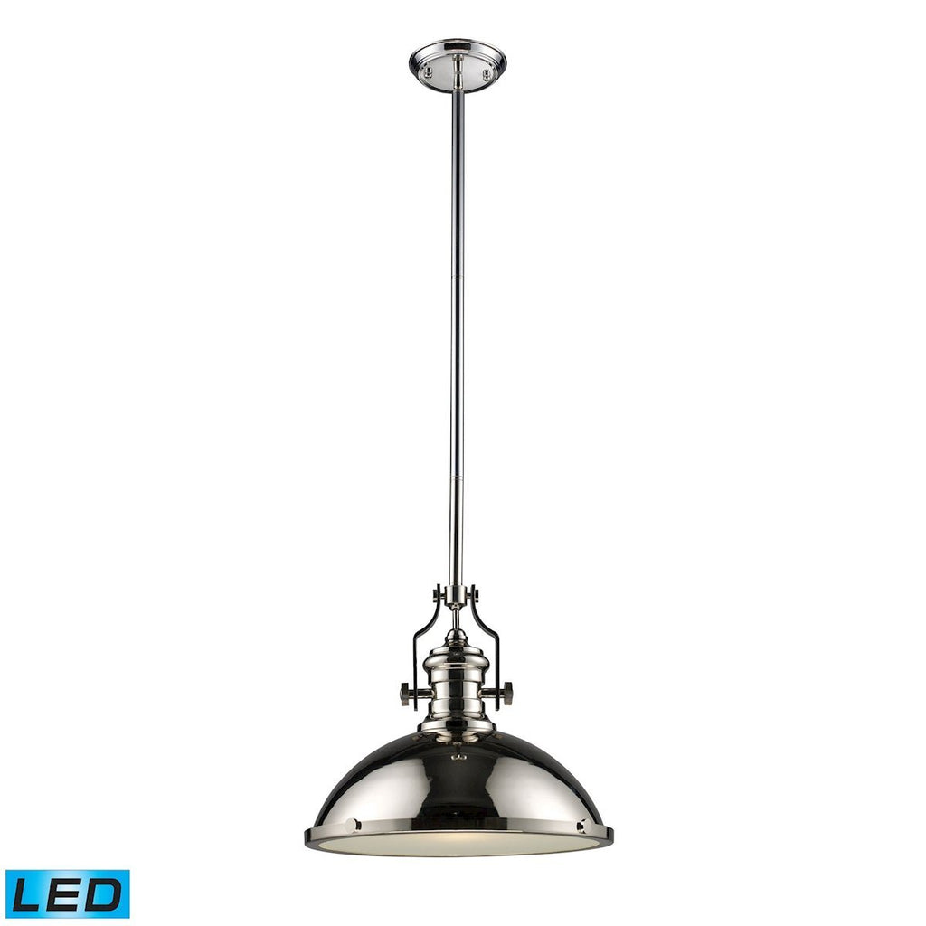 Chadwick 1 Light LED Pendant In Polished Nickel Ceiling Elk Lighting 