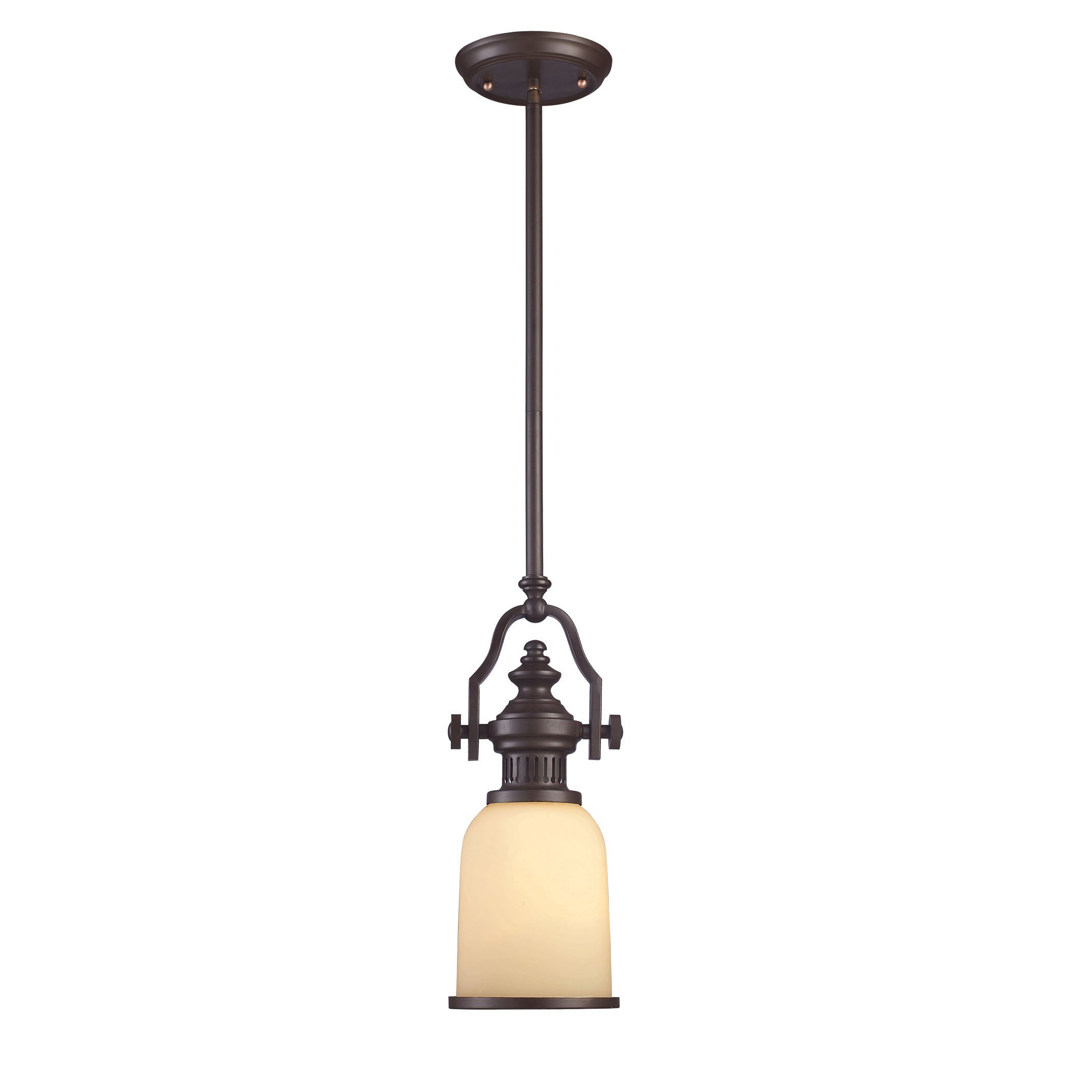Chadwick Mini Pendant In Oiled Bronze And Amber Glass Ceiling Elk Lighting 