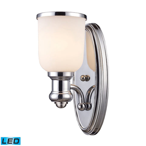 Brooksdale 1 Light LED Wall Sconce In Polished Chrome And White Glass Wall Sconce Elk Lighting 
