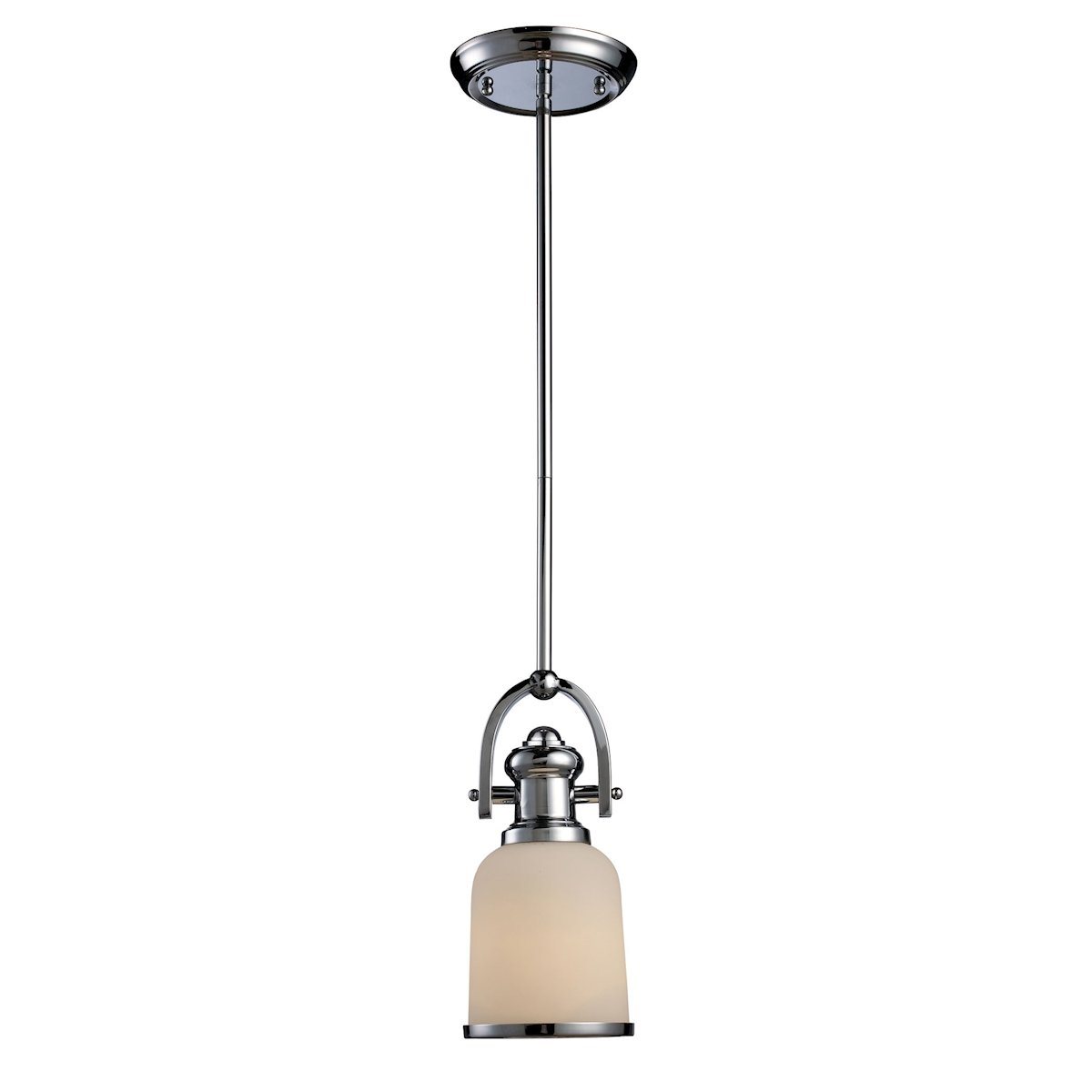 Brooksdale Mini Pendant In Polished Chrome And White Glass Ceiling Elk Lighting 