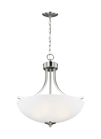 Geary Medium Three Light Pendant - Brushed Nickel Ceiling Sea Gull Lighting 