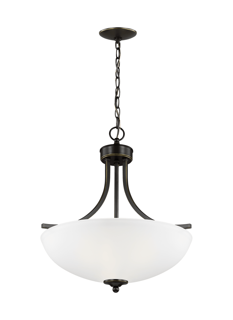 Geary Medium Three Light LED Pendant - Heirloom Bronze Ceiling Sea Gull Lighting 