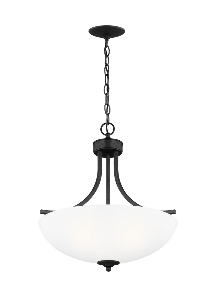 Geary Medium Three Light LED Pendant - Blacksmith Ceiling Sea Gull Lighting 