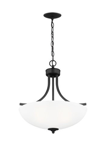 Geary Medium Three Light LED Pendant - Blacksmith Ceiling Sea Gull Lighting 
