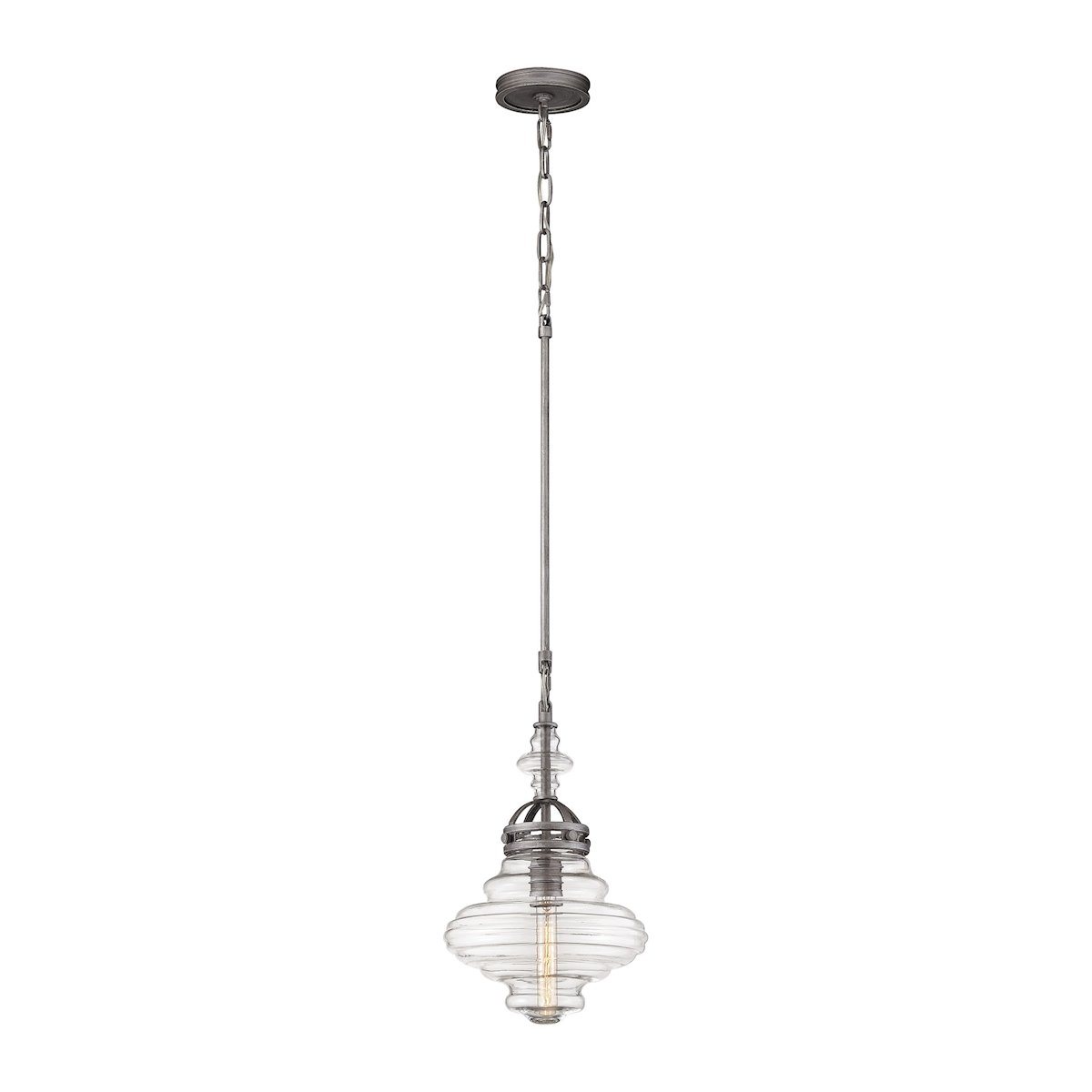 Gramercy 1 Light Pendant In Weathered Zinc Ceiling Elk Lighting 