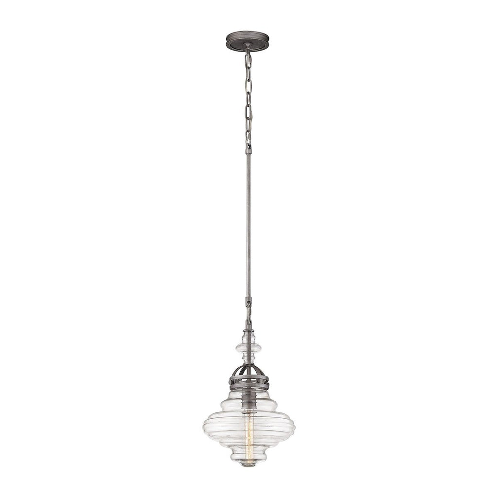 Gramercy 1 Light Pendant In Weathered Zinc Ceiling Elk Lighting 