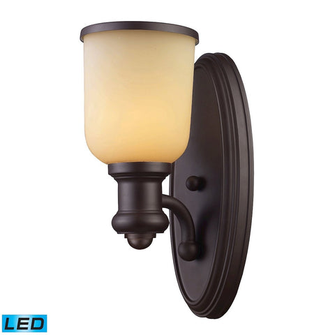 Brooksdale 1 Light LED Wall Sconce In Oiled Bronze And Amber Glass Wall Sconce Elk Lighting 