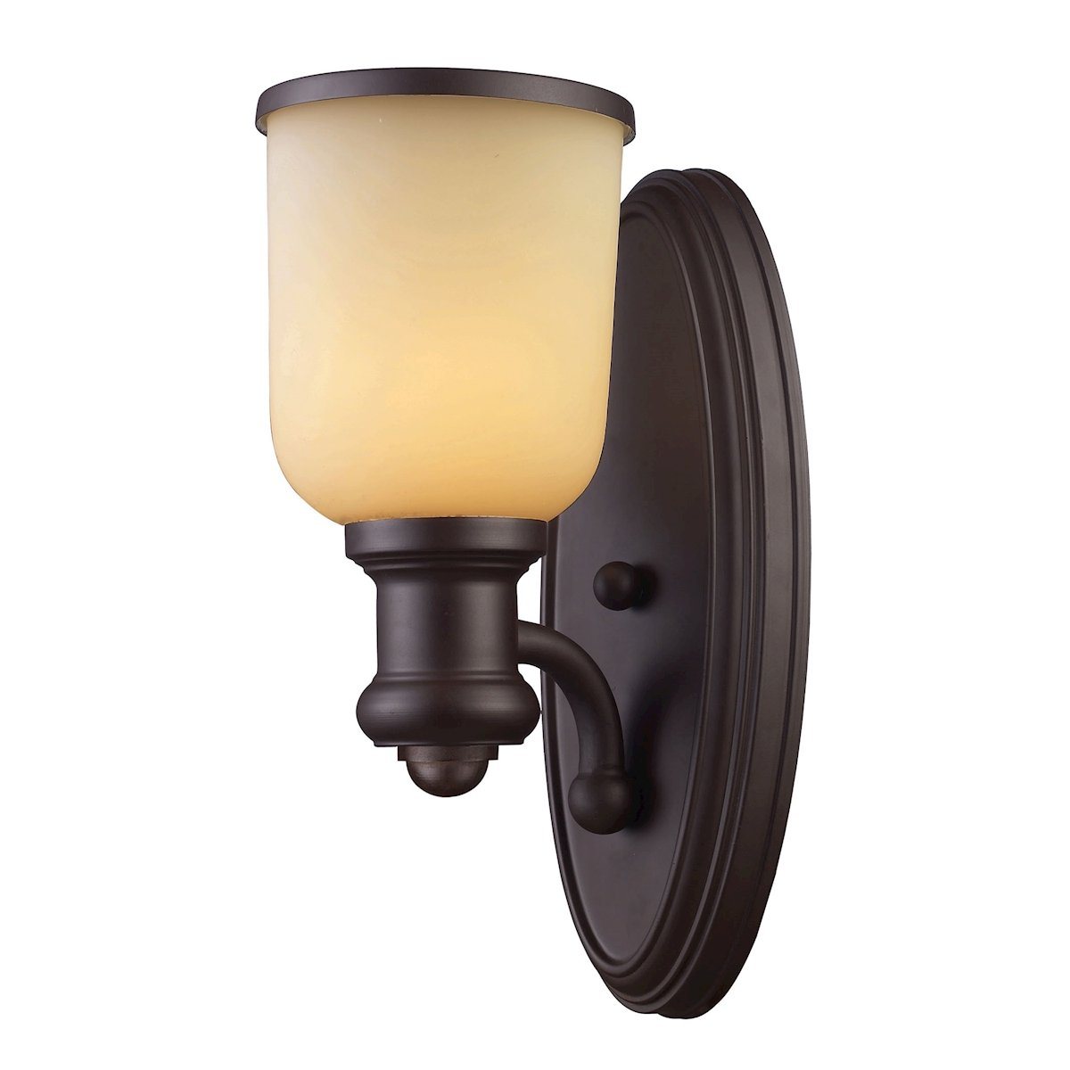 Brooksdale 1 Light Wall Sconce In Oiled Bronze And Amber Glass Wall Sconce Elk Lighting 