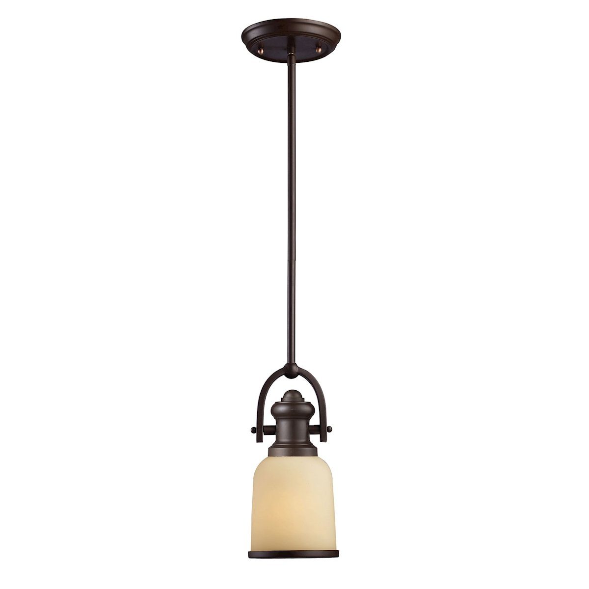 Brooksdale Mini Pendant In Oiled Bronze And Amber Glass Ceiling Elk Lighting 