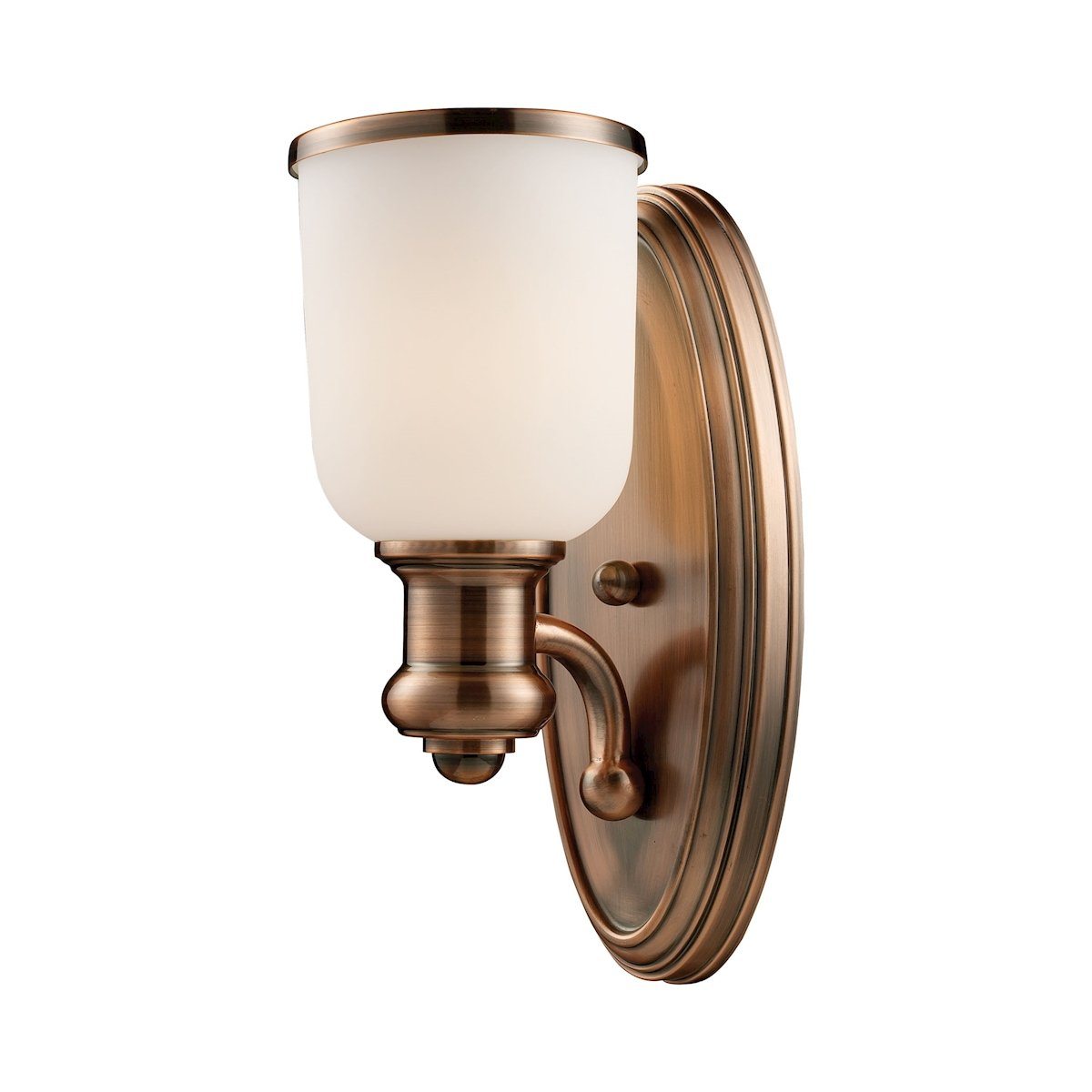 Brooksdale 1 Light Wall Sconce In Antique Copper And White Glass Wall Sconce Elk Lighting 