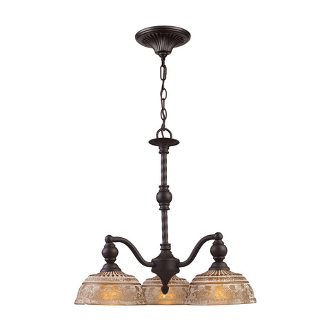 Norwich 3 Light Chandelier In Oiled Bronze And Amber Glass Ceiling Elk Lighting 