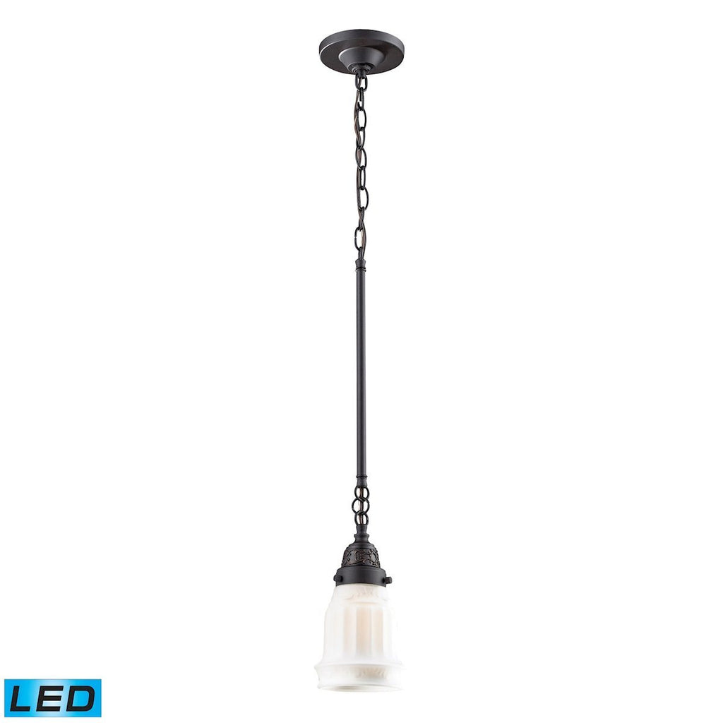Quinton Parlor LED Pendant In Oiled Bronze And White Glass Ceiling Elk Lighting 