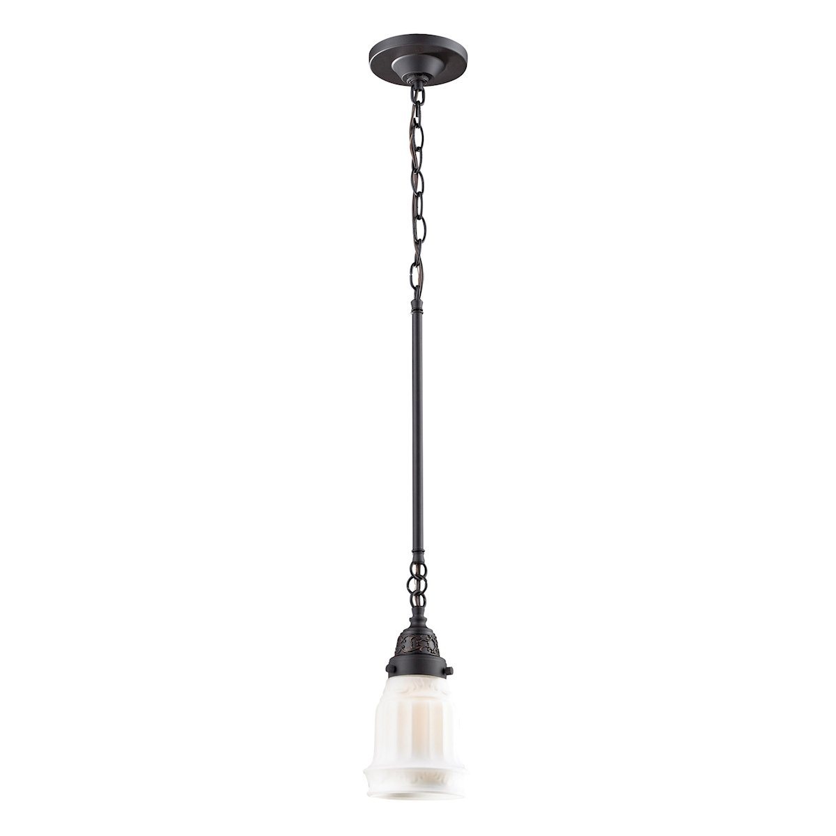 Quinton Parlor Pendant In Oiled Bronze And White Glass Ceiling Elk Lighting 