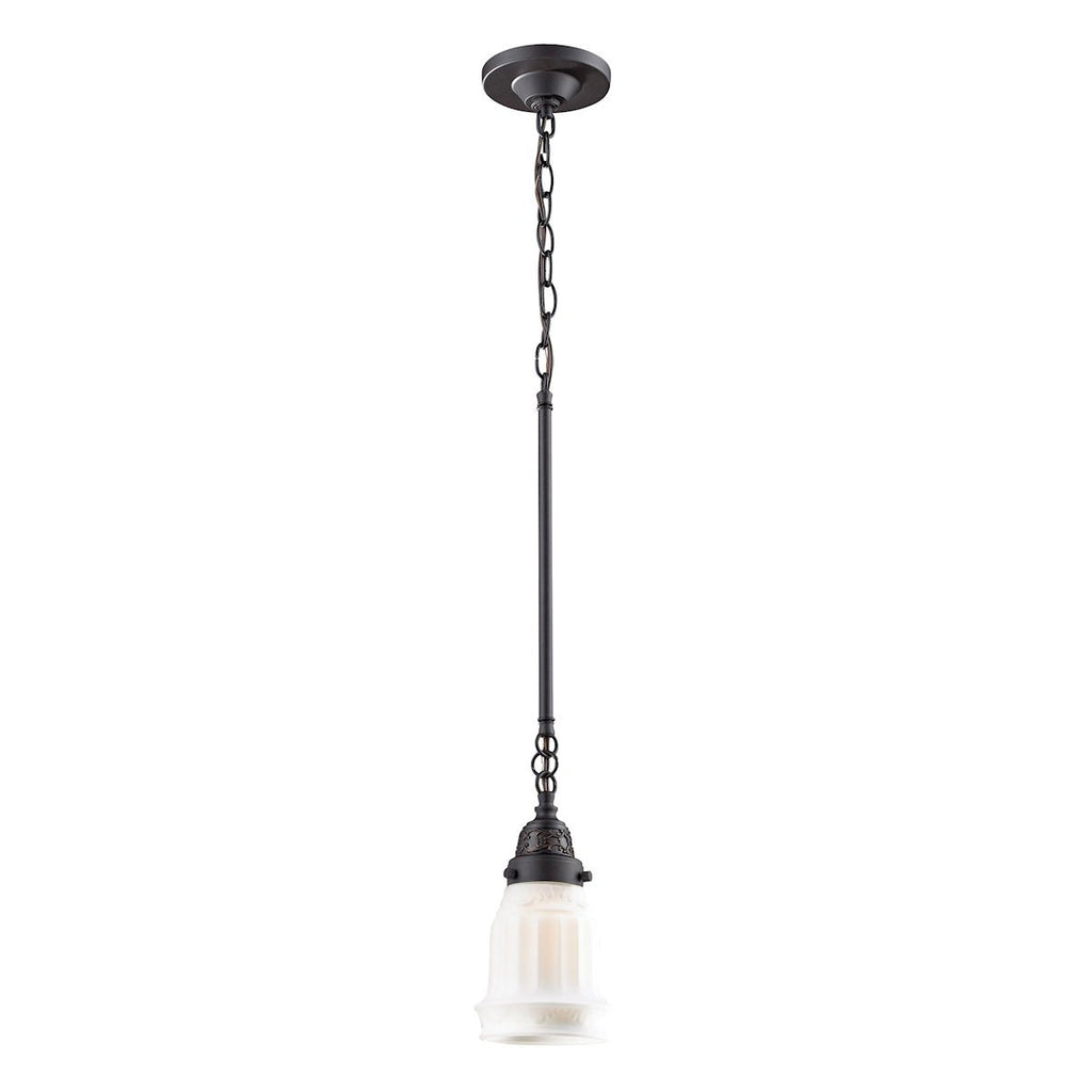 Quinton Parlor Pendant In Oiled Bronze And White Glass Ceiling Elk Lighting 