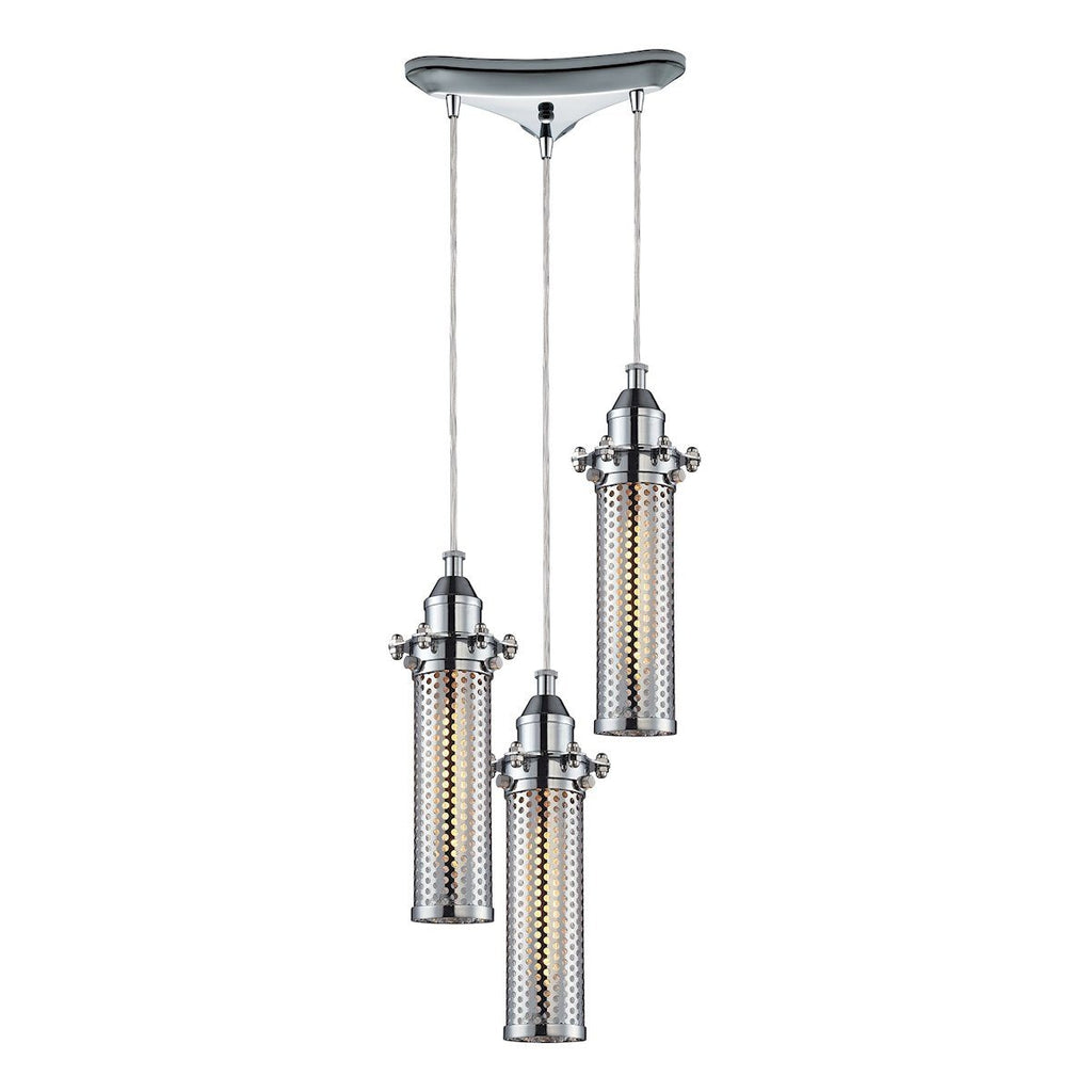 Fulton 3 Light Pendant In Polished Chrome Ceiling Elk Lighting 