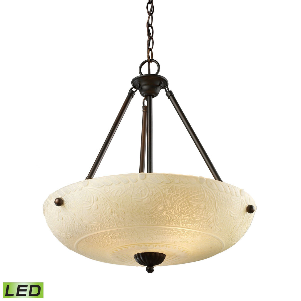 Restoration 3-Light Pendant in Aged Bronze - LED, 800 Lumens (3200 Lumens Total) with Full Scale Dim Ceiling Elk Lighting 
