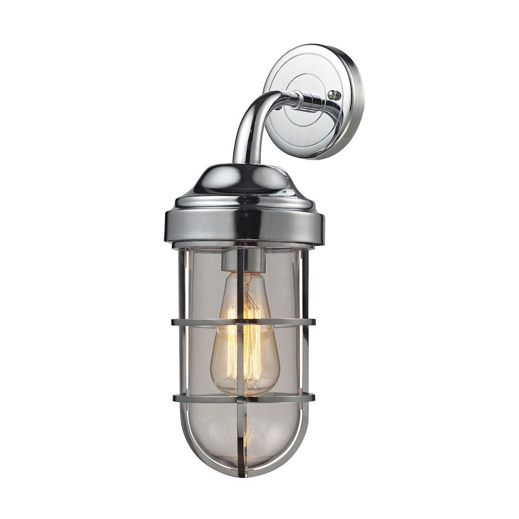 Seaport 1 Light Wall Sconce In Polished Chrome And Clear Glass Wall Sconce Elk Lighting 