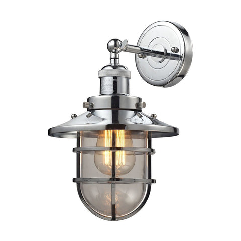 Seaport 1 Light Sconce In Polished Chrome And Clear Glass Wall Sconce Elk Lighting 