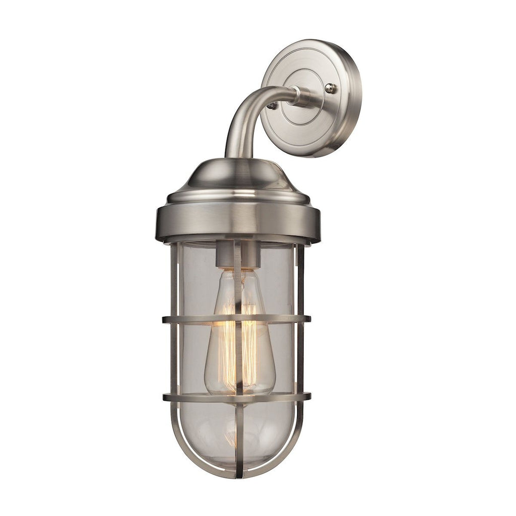 Seaport 1 Light Wall Sconce In Satin Nickel And Clear Glass Wall Sconce Elk Lighting 