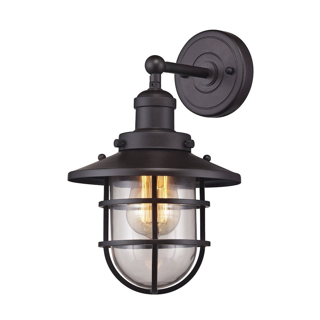 Seaport 1 Light Sconce In Oil Rubbed Bronze And Clear Glass Wall Sconce Elk Lighting 